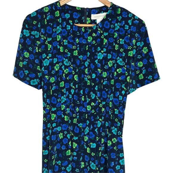 Appleseeds Blue Floral Midi Peasant Dress Sz 8 - Picture 3 of 9